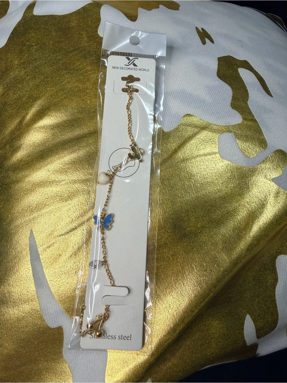 & Other Stories Gold-Plated Bracelet with Blue Butterfly Charm #Stainlesssteel